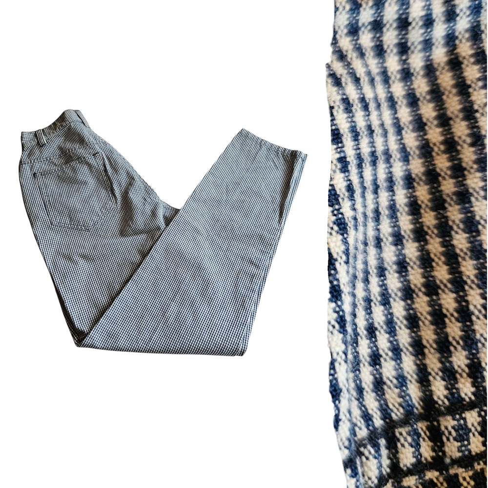 Liz Claiborne Blue and White Straight Leg  Gingham Print Jeans
